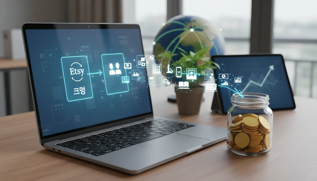 재고 부담 없는 디지털 파일 판매로 월급 외 자동화 수익 창출하기: 엣시와 크몽에서 시작하는 글로벌 마켓 진출